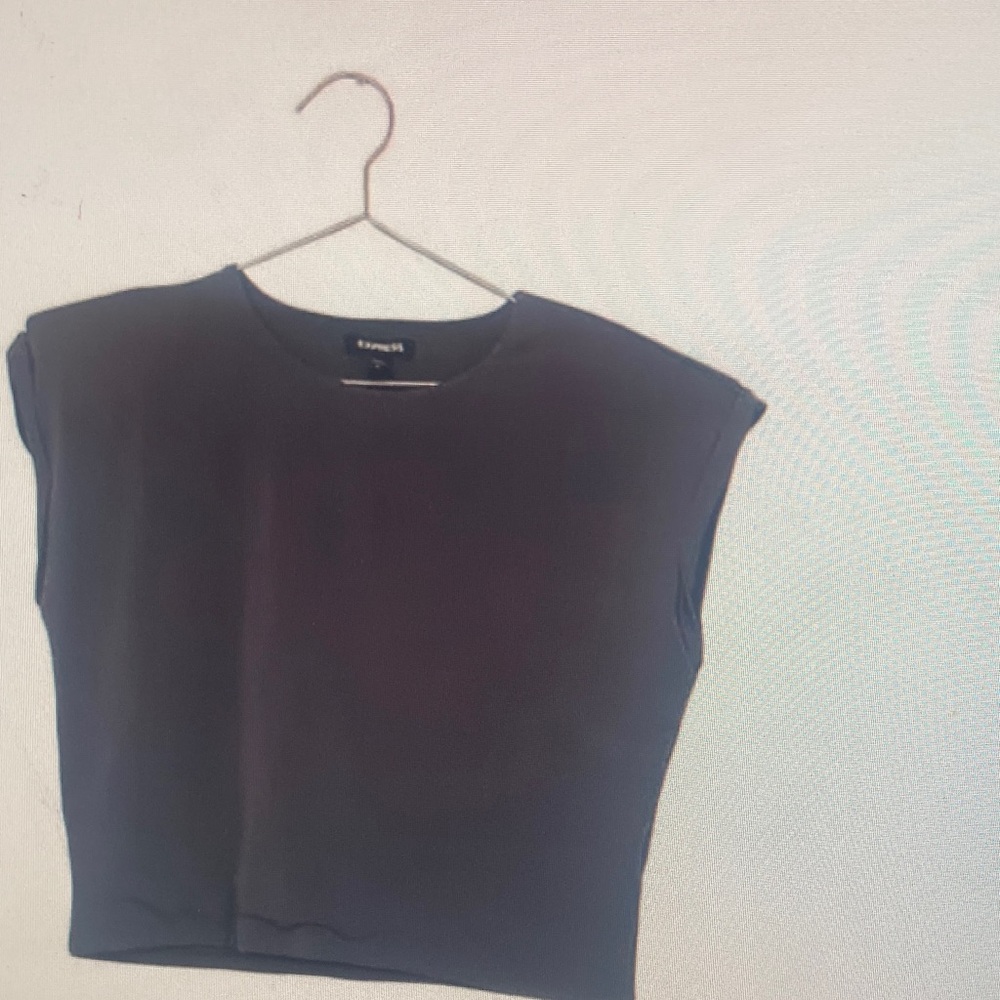 Express padded shoulder blouse dark gray size medium